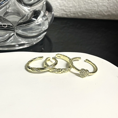 Minimalistische Vergoldete Kupfer Ringe Für Damen Zirkonia Herz Geometrisch Verstellbar Stapelbar Mode Fingerschmuck