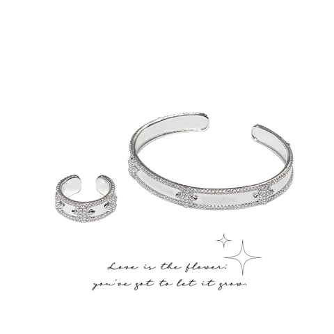 Luxuriöses Achtzackiger Stern Zirkonia Armband Und Ring Schmuckset Für Damen Versilbert Strass Armreif Fingerring Zubehör