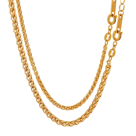 18K Gold Plated Stainless Steel Wheat Chain Necklace For Women Minimalist Spiga Chopin Bone Chain Fashion Jewelry Every Day Gift