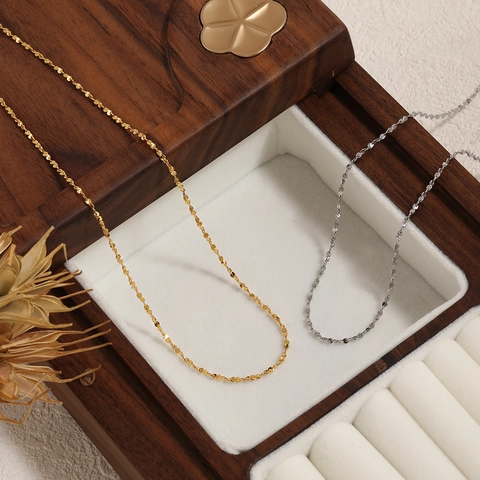 Minimalistische Titanium Roestvrijstalen Ketting Met S-Vormige Gedraaide Glinsterende Ketting Goud Zilver Verguld Subtiele Sleutelbeensieraden Vrouwen