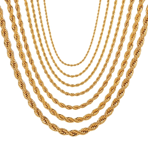 Collier Chaîne Corde en Acier Inoxydable Minimaliste pour Femmes Bijoux de Mode en Métal Torsadé pour Fêtes Quotidien