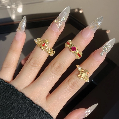 Vintage Royal Gold Kupfer Ring Rot Zirkonia Emaille Verstellbarer Offener Ring Palast Stil Strass Für Damen Fingerring Schmuck