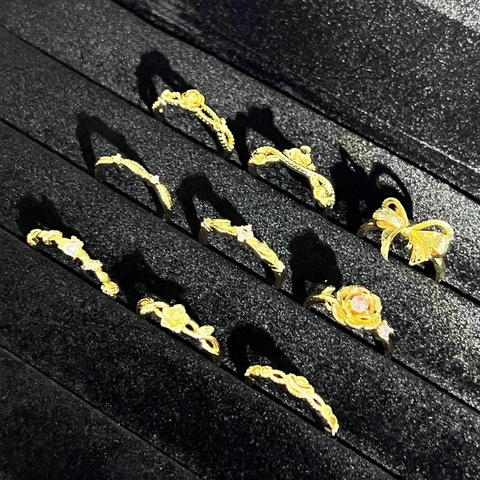 Französischer Retro Rose Blume Offener Ring Für Damen Verstellbar Kupfer Vergoldet Zirkonia Schleife Schmetterling Fingerring Modeschmuck Geschenk