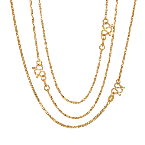 Minimalist Gold Plated Stainless Steel Chain Necklace For Women Chopin Wheat Wave Texture Thin Jewelry Accessory Gift