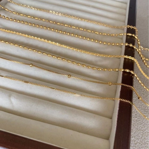 24K Gold Plated Titanium Steel Necklace For Women Minimalist Box Snake Bead Sunflower Link Chain Fashion Bare Jewelry