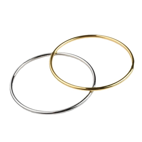 Brazalete Minimalista de Acero Inoxidable Chapado en Oro 24K Sólido Simple Círculo Liso Brazalete para Mujer Joyería de Viaje Diario Regalo