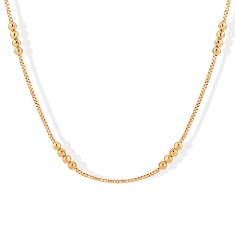 Minimalistische Titaniumstaal Box Ketting Voor Vrouwen 24K Verguld Kralen Sleutelbeen Ketting Mode Sieraden Cadeau