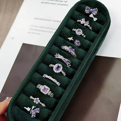 Eleganter Kupfer Lila Zirkonia Offener Ring Für Damen Versilbert Einstellbarer Fingerring Vintage Luxus Eingelegter Zirkonia Schmuck Party Geschenk