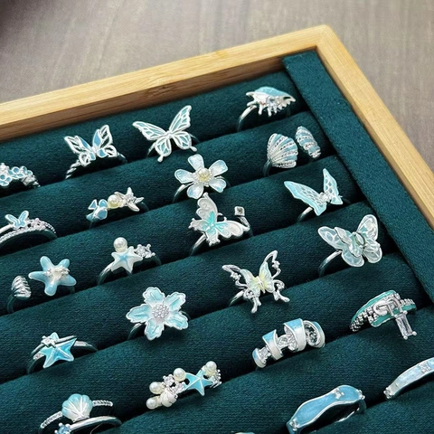 Vintage Chinesischer Palaststil Emaille Kalebasse Blume Offener Ring Leichter Luxus Minimalistischer Kupfer Verstellbarer Ring Schmuck