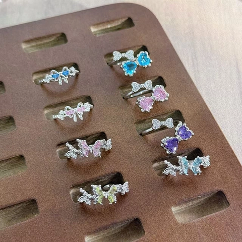 Eleganter Zirkonia Schmetterling Offener Ring Verstellbarer Kupfer Schleifen Fingerring Süßer Cool Insekt Schmuck Für Damen Party Alltag Zubehör