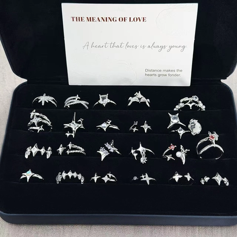 Zirkon Stern Offener Verstellbarer Ring Für Damen Minimalistisch Kupfer Punk Y2K Schmuck Silber Fingerring Täglich Dating