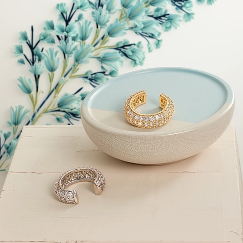 Geometric Stainless Steel C-Shaped Ear Cuffs With Zirconia Pavé Setting Gold Silver Color Non-Pierced Earrings For Women Jewelry