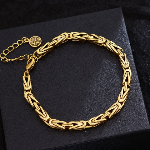 Vintage Byzantinisches Drachenknochen Armband Für Damen Gold Silber Plattiert Kupferkette Mit 925 Silber Anhänger Schmuck