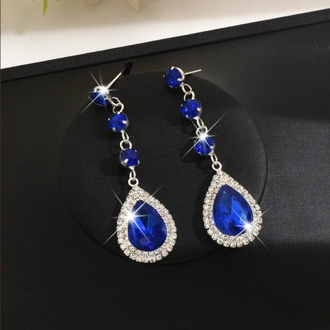 Lussuosi Orecchini Pendenti in Rame a Goccia d'Acqua Con Zirconia Strass Cristallo Taglio a Pera per Donna Matrimonio Gioielli
