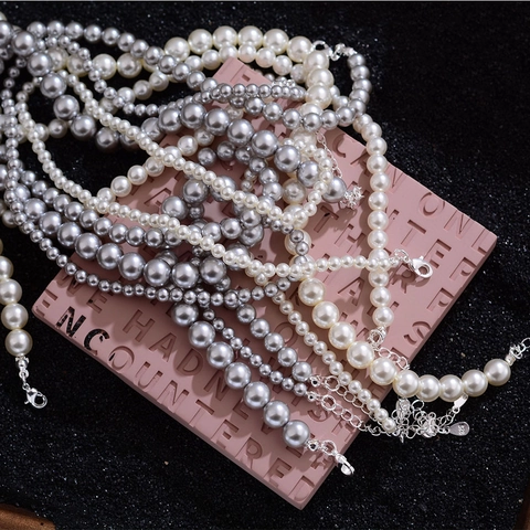 Französische Vintage Romantische Künstliche Perlenhalskette Für Damen Elegante Künstliche Perlenkragenkette Mit 925 Sterlingsilber Verschluss Schmuck