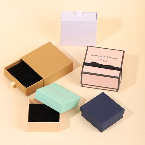 Cajas de Regalo para Joyas Premium Varios Colores Estructuras de Cajón y Tapa Para Anillos Collares Pendientes Pulseras Embalaje Caja de Almacenamiento