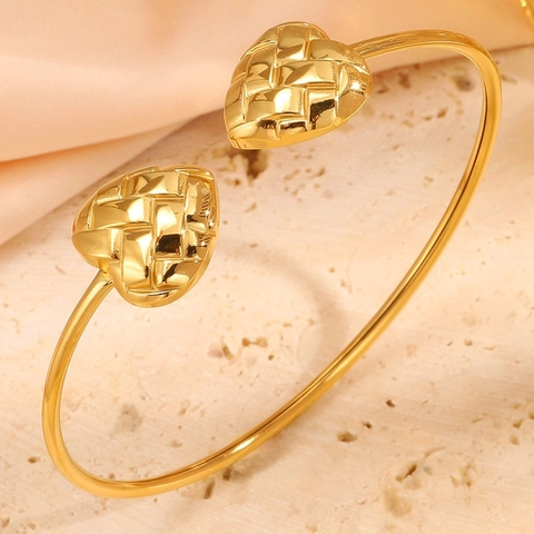 Bracelet Jonc Ouvert en Acier Inoxydable Plaqué Or pour Femmes Ajustable Fleur Künstliche Perle Cœur Étoile de Mer Bijoux