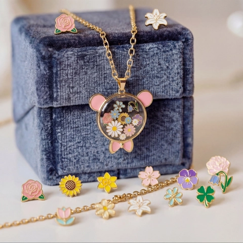 Collier Médaillon Flottant DIY Pour Femmes Cuivre Plqué Or 18K Verre Transparent Pendentif Ouverture Charmes En Émail Floral Personnalisés Bijoux Cadeau