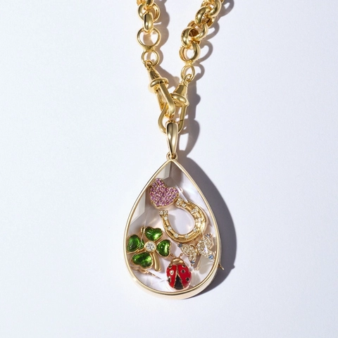 Vintage Gold Plated Floating Locket Necklace For Women DIY Pendant Charms Heart Angel Number Birthstone Necklaces Accessories