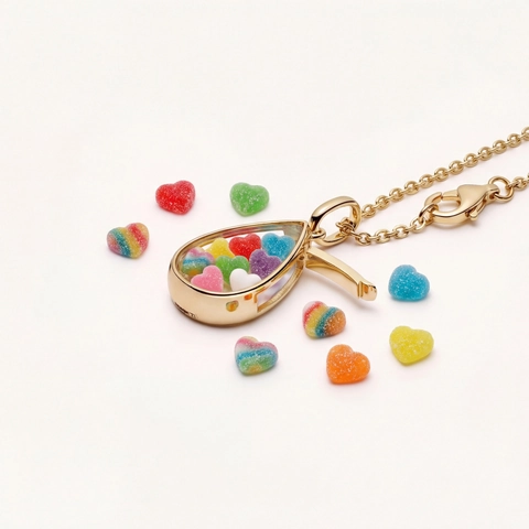 Retro Koperen Transparante Medaillon Hanger Ketting Verguld Hart Waterdruppel Rechthoek Sieraden Voor Vrouwen