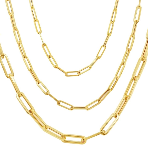 Minimalist Stainless Steel Paperclip Chain Necklace 18K Gold Plated Layering Link Necklace For Women Men Unisex Jewelry