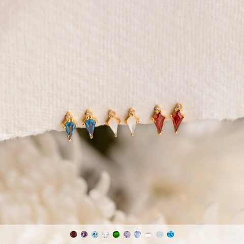Square Birthstone Stud Earrings Stainless Steel 18K Gold Plated Cubic Zirconia Elegant Jewelry For Women