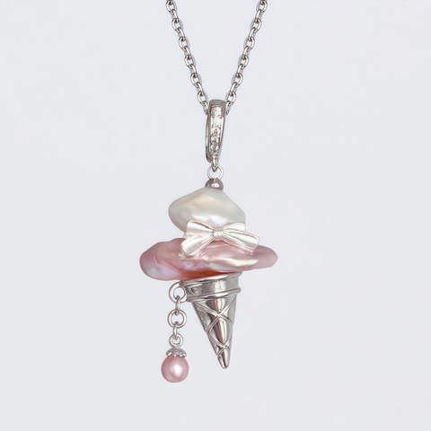 Kunstparelsnoer Ijsje Strik Hanger Legering Sieraden Voor Vrouwen Zoet Kunstmatige Barokparel Dier Vis Krab Walvis Charme Sleutelbeen Ketting Cadeau