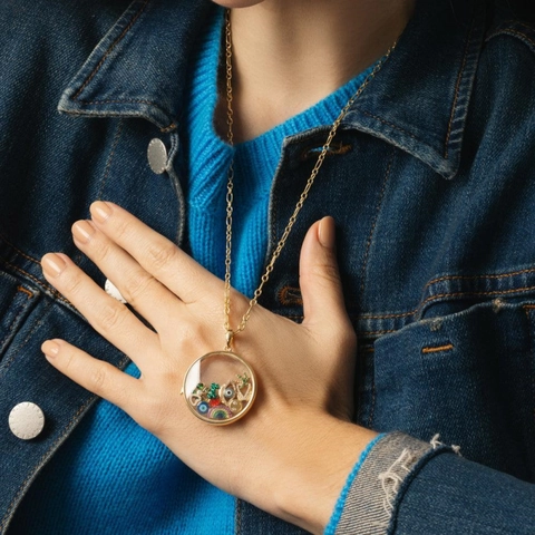 Collier Médaillon Vintage en Cuivre Plaqué Or 18K pour Femmes DIY Pendentif en Verre Ouvert Cœur Rond Rectangle Bijoux de Mode