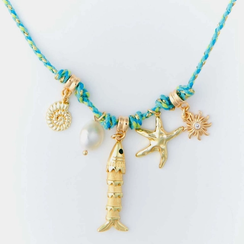 Bohemian Colorful Braided Rope Necklace With Sea Shell Starfish Fish Butterfly Multi Pendant Artificial Pearl Summer Beach Women Jewelry