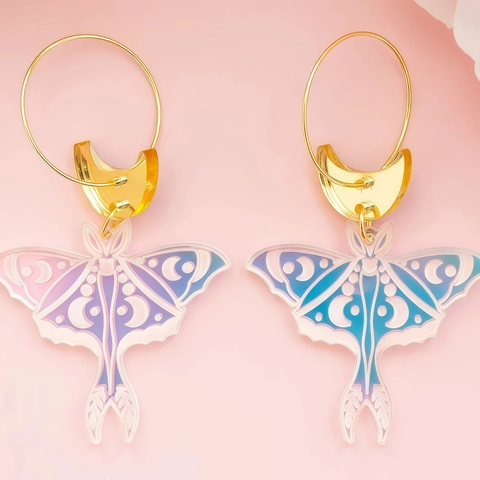 Fantasie Schmetterling Mondmotte Ohrhänger Für Damen Vergoldet Kupfer Acryl Mond Stern Celestial Sanduhr Schmuck Geschenk