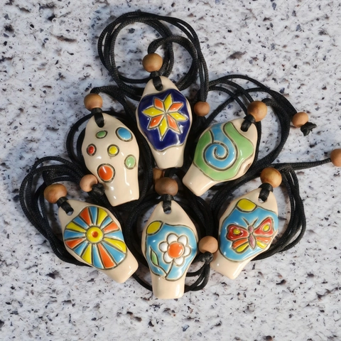 Ethnic Vintage Copper Whistle Necklace For Women Hand-painted Butterfly Floral Pendant Harajuku Style Rope Chain Jewelry Gift