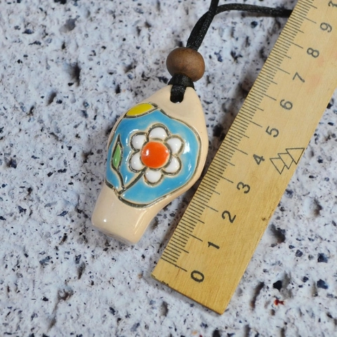 Ethnic Vintage Copper Whistle Necklace For Women Hand-painted Butterfly Floral Pendant Harajuku Style Rope Chain Jewelry Gift