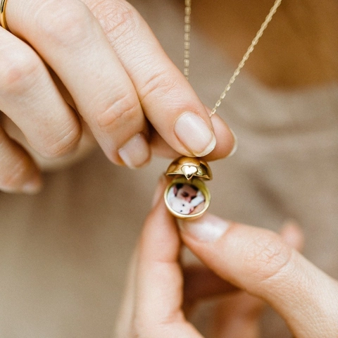 Collana Medaglione Cuore Rame Vintage Donna Oro Pendente Apribile con Zirconi Gioielli Geometrici Minimalisti