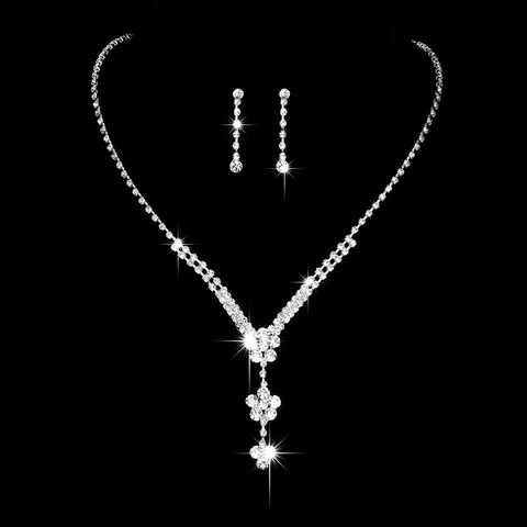 Elegant Silver Plated Alloy Zirconia Necklace Earrings Bracelet Jewelry Set For Women Bridal Wedding Banquet Fashion Accessories