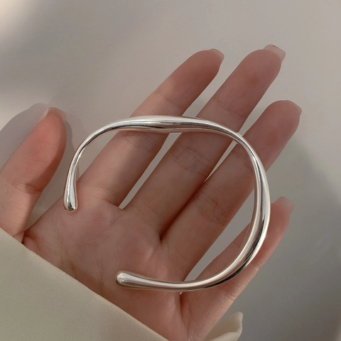 Retro Geometrisch Unregelmäßig Wassertropfen Offen Armreif Minimalistisch Silber Wellenring Damen Hip Hop Schmuck Zubehör