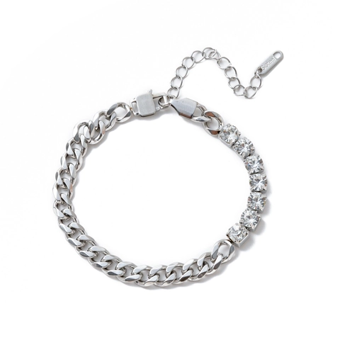 Titaniumstaal Hiphop Zirconia Cubaanse Schakel Halsketting Armband Set Vacuüm Verguld Waterdruppel Hanger Sieraden