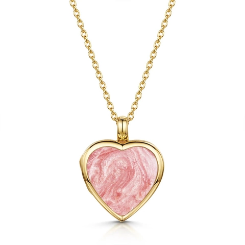 Collar Relicario Abrido de Acero Inoxidable Chapado en Oro Dieciocho K Corazón Ovalado Esmalte Porta Foto Colgante Collar para Mujeres Hombres Joyería