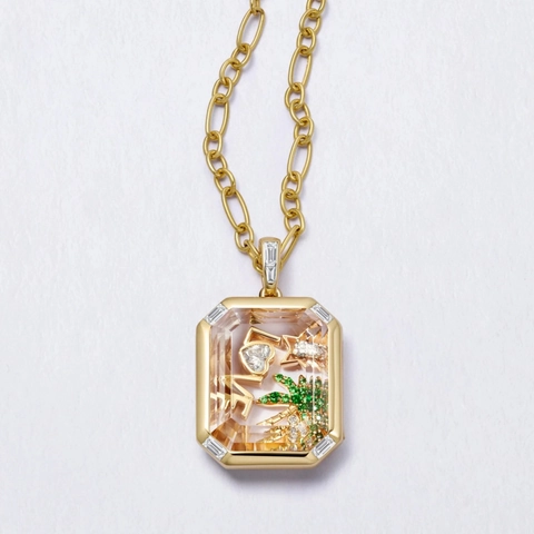DIY Transparente Glasbox Medaillon Anhänger Halskette Für Damen Kupfer 18K Vergoldet Strass Geometrische Medaillon Schlüsselbein Kette Schmuck