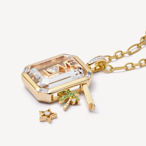 Collar de Cobre Chapado en Oro de 18K Con Colgante de Relicario de Vidrio Transparente Dijes de Corazón Flor Joyería Elegante Mujer