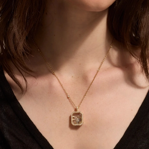 Collar de Cobre Chapado en Oro de 18K Con Colgante de Relicario de Vidrio Transparente Dijes de Corazón Flor Joyería Elegante Mujer