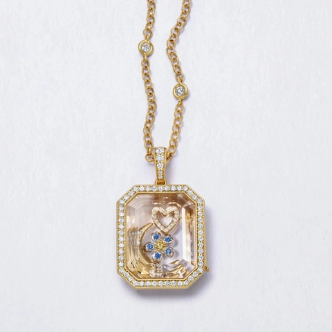 DIY Transparente Glasbox Medaillon Anhänger Halskette Für Damen Kupfer 18K Vergoldet Strass Geometrische Medaillon Schlüsselbein Kette Schmuck