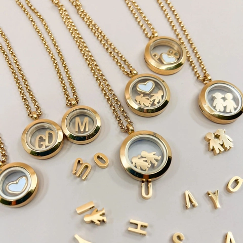 18K Gold Plated Copper Locket Necklace DIY Transparent Floating Charm Pendant For Women Retro Memorial Jewelry Gift