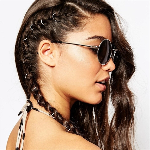 Hip Hop Dreadlock Hair Rings Set Alloy Hamsa Hand Shell Star Pendant Braid Decoration Accessories For Women Hair Jewelry