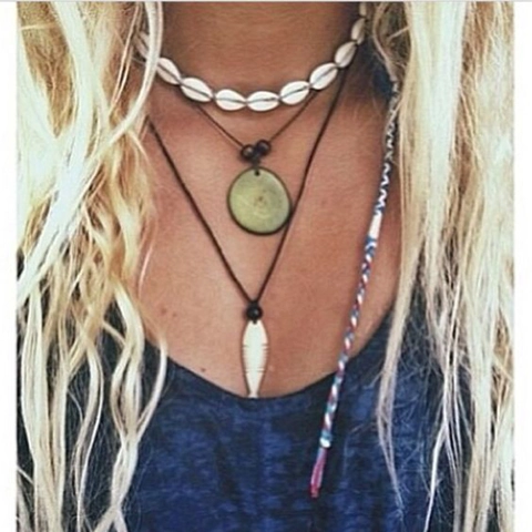 Collier Choker en Coquille Naturelle Bohème pour Femme Style Vacances à la Plage Coquille Blanche Cordon en Velours