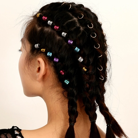 Bohemian DIY Braid Hair Accessories Set For Women Dreadlock Rings Clips With Star Shell Charms Vintage Hair Decoration