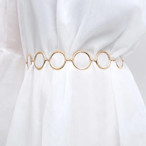 Vintage Gold Legierung Unregelmäßige Hammerschlag Textur Kreisring Taillenkette Für Damen Minimalistische Verstellbare Metall Körperkette Schmuck