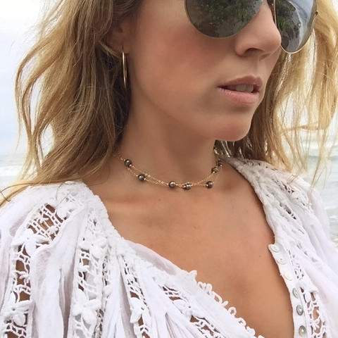 Bohemian Gold Plated Alloy Faux Artificial Pearl Double Layer Necklace Turquoise Bead Barefoot Sandal Anklet Women Summer Vacation Jewelry