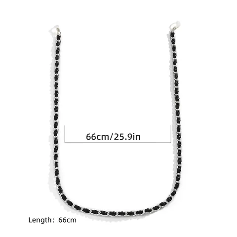 Retro PU Leather Woven Metal Glasses Chain Women Fashion Sunglasses Eyewear Retainer Strap Anti-Lost Cord Holder Jewelry