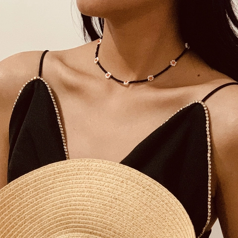 Collar Tobillera Hecho a Mano con Cuentas de Margarita Étnico Bohemio Joyería de Verano Playa Cuentas de Resina y Aleación