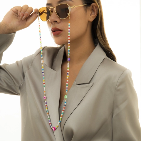 Colorful Beaded Glasses Chain Imitation Artificial Pearl Star Flower Eyeglass Lanyard Boho Sunglasses Holder Strap For Women Jewelry